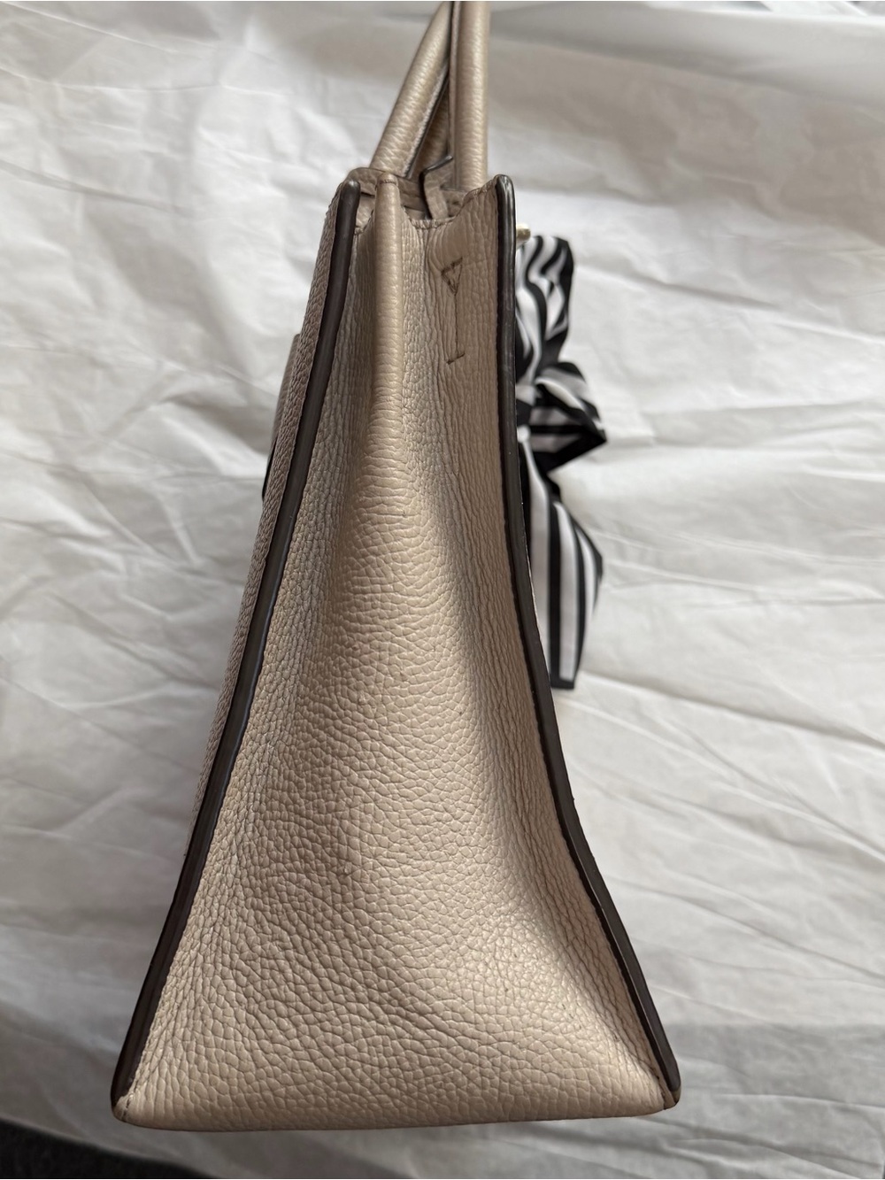 Michael Kors Top-Handle Satchel in Light Taupe with Scarf Accent - Picture 4 of 7